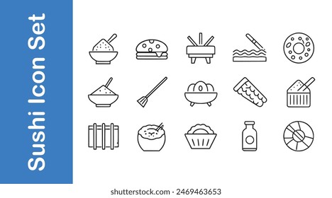 Sushi-Icon-Set mit Vektorgrafik-Kollektionen. 