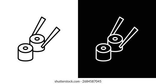 Símbolo de linha fina do ícone Sushi no fundo branco. Ilustração editável do vetor de traçado