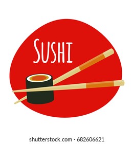 Sushi Icon. Traditional Japanese Food. Vector Illustration. EPS10