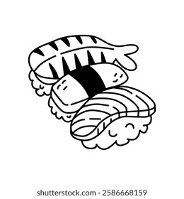 sushi Icon vector design template nd illustration with editbale stroke