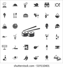 Sushi Icon Vector illustration on the white background. restaurant set of icons