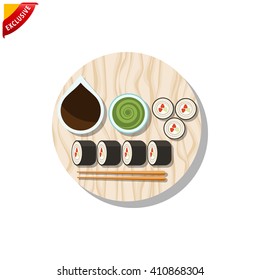 sushi icon, vector   sushi roll sign, isolated  japanese food symbol