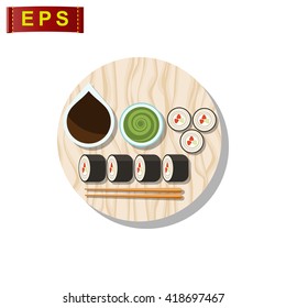 sushi icon, vector   sushi roll sign, isolated  japanese food symbol