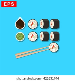 sushi icon, vector   sushi roll sign, isolated  japanese food symbol