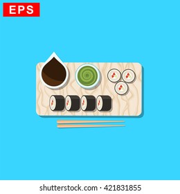 sushi icon, vector   sushi roll sign, isolated  japanese food symbol