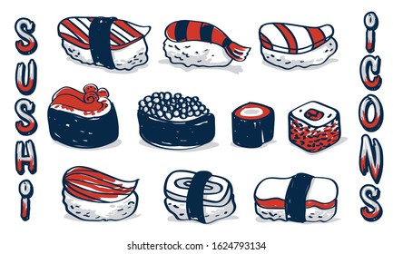 Sushi icon vector set design