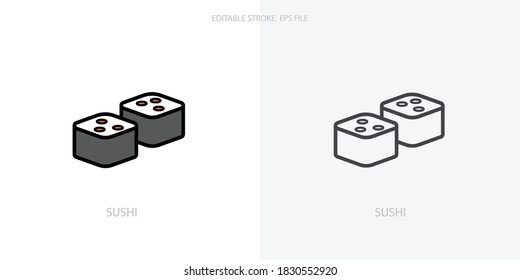 Sushi icon for your website, logo, app, UI, product print. Sushi concept flat Silhouette vector illustration icon. Editable stroke icons set