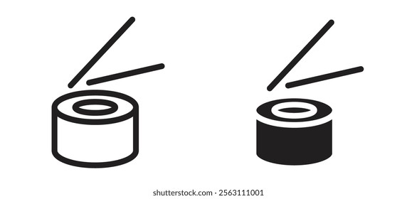 Sushi icons in black line and filled versions
