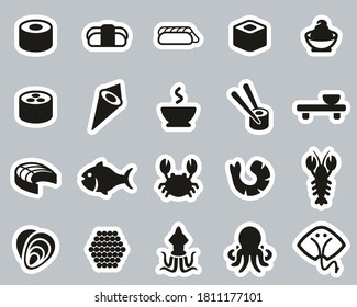 Sushi Icons Black & White Sticker Set Big