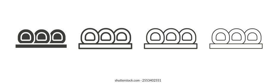 Sushi icons collection. vector set in black color