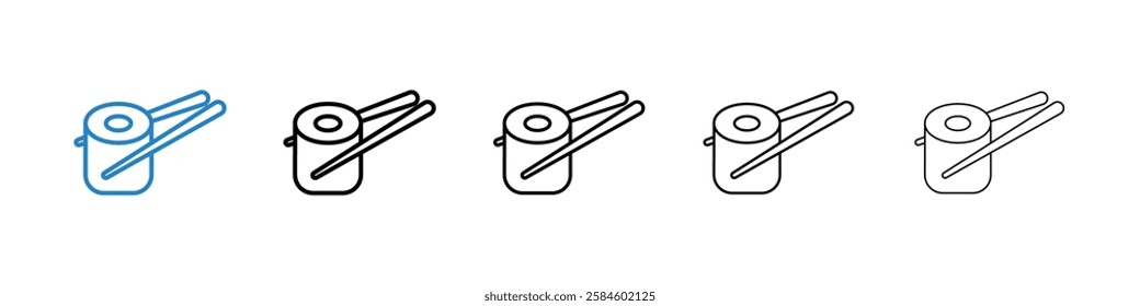 Sushi icons in five different stroke sizes