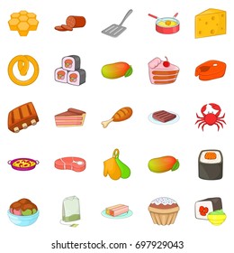 Sushi icons set. Cartoon set of 25 sushi vector icons for web isolated on white background