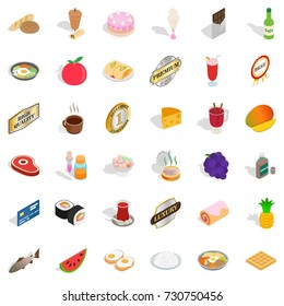 Sushi icons set. Isometric style of 36 sushi vector icons for web isolated on white background