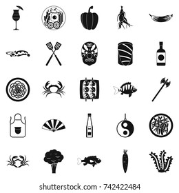 Sushi icons set. Simple set of 25 sushi vector icons for web isolated on white background