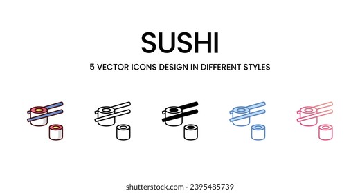Sushi Icons set. Suitable for Web Page, Mobile App, UI, UX and GUI design. Vector stock illustration.