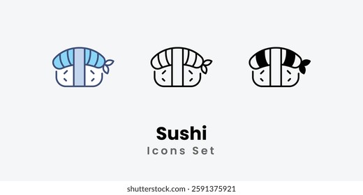 Sushi Icons set thin line and glyph vector icon illustration
