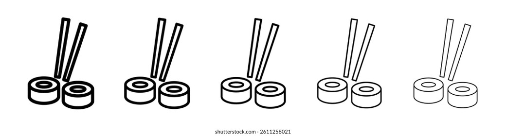 Sushi icons vector set in different stroke line style