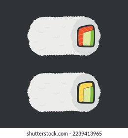 sushi illustration design with fish and egg filling