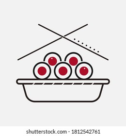 Sushi illustration design vector template. Sushi pieces with chopsticks vector web icon