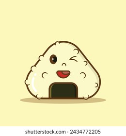 Sushi illustration with a fun face cute vector art