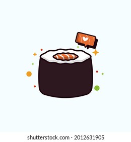 sushi illustration and love sign,vector eps 10