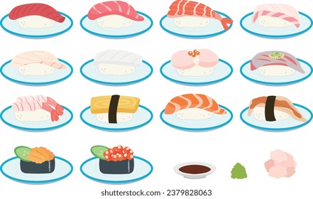 Sushi illustration set on a plate