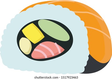 Sushi, ilustración, vector sobre fondo blanco.