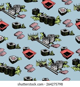 Sushi image illustration design for menu, wallpaper and decoration. 