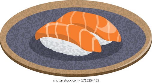 sushi. Image illustration of salmon (2 pieces)