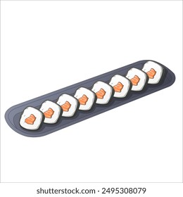 sushi isolated on white background for cafe or restaurant. illustration vector.