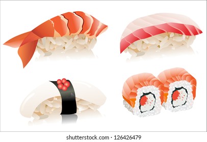Sushi isolated over white background