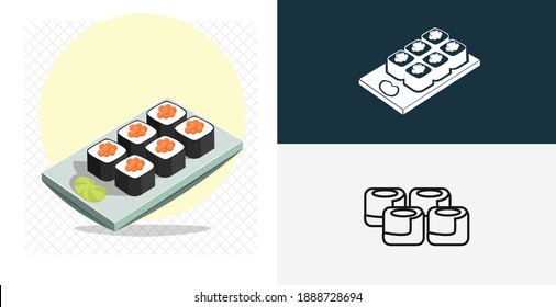 sushi isolated vector icon. line, solid food design element