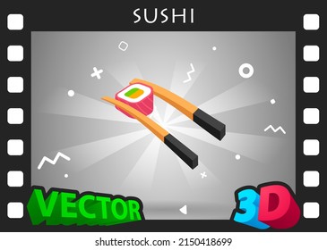 Sushi isometric design icon. Vector web illustration. 3d colorful concept