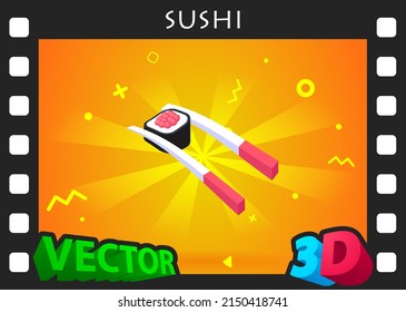 Icono de diseño isométrico de sushi. Ilustración web de vectores. 3.ª colorida concepción