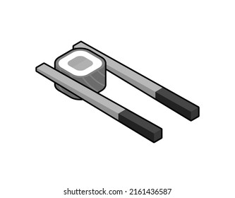 Sushi isometric design icon. Vector web illustration. 3d colorful concept
