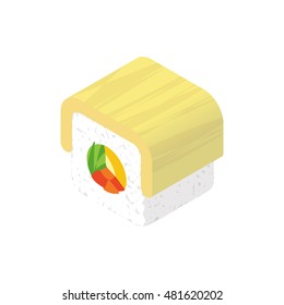 sushi isometric icon isolated on white background Created For Mobile, Web, Decor, Print Products, Applications. Vector illustration