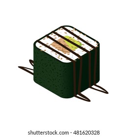 sushi isometric icon isolated on white background Created For Mobile, Web, Decor, Print Products, Applications. Vector illustration