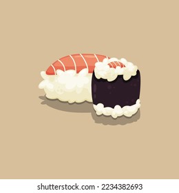 Sushi  Japan Food. Design with cartoon style. Vector design illustration.