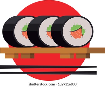 Sushi, japan food. Fish, vegetable and rice.