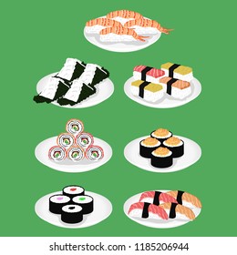 Sushi is a Japanese dish of specially prepared vinegared rice vector illustration eps10