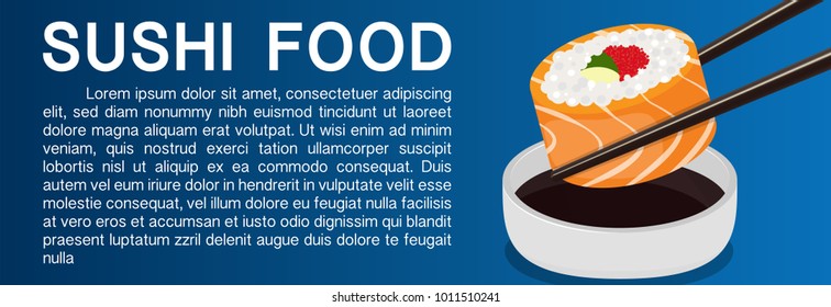 Sushi Japanese Food background Blue