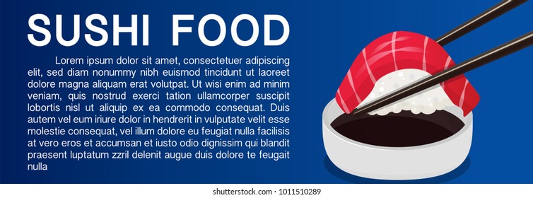 Sushi Japanese Food background Blue