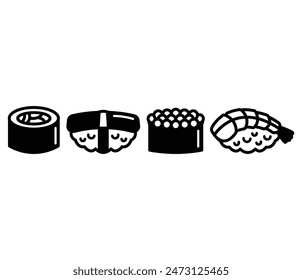 sushi japanese food icon symbol diseño de Vectores colores blanco negro ilustración simple colecciones Conjuntos