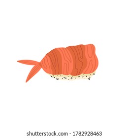 Sushi. Japanese food. Isolated Vector illustration. Funny colored typography poster, apparel print design. Scandinavian nordic design for bar or interior or cover or textile or background.
