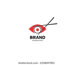 sushi japanese food logo design restaurant  eye red asian asia meal rice bar dinner chopsticks roll fresh seafood japan menu tasty gourmet east business pro art graphic cafe emblem sashimi fish noodle