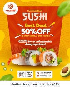 Sushi Japanese Food Restaurant Flyer Template