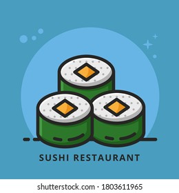 Sushi Japanese Food Symbol Logo Illustration. Japan Asian Traditional Food Icon Vector Design Conceptual
