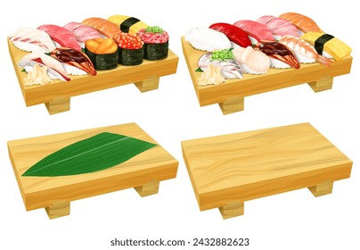 Sushi  Japanese food  Japanese tableware wooden  raw  delicious  luxury  rice  