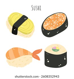 sushi, japanese food, vector, food