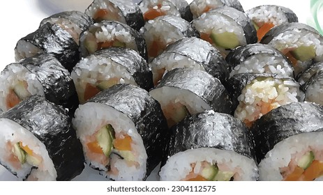 sushi; japanese meal in the white plate